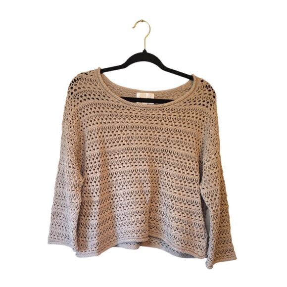 Line & Dot Light Beige Loose Woven Knit Sweater - Picture 1 of 6